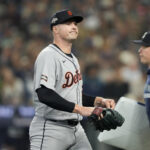 Oct 10, 2025; Seattle, Washington, USA; Detroit Tigers starting pitcher Tarik Skubal (29) walks off the field after the first inning against the Seattle Mariners during game five of the ALDS round for the 2025 MLB playoffs at T-Mobile Park. Mandatory Credit: Stephen Brashear-Imagn Images