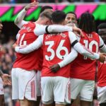 Time do Arsenal na vitória sobre o West Ham - Premier League, 04/10/2025