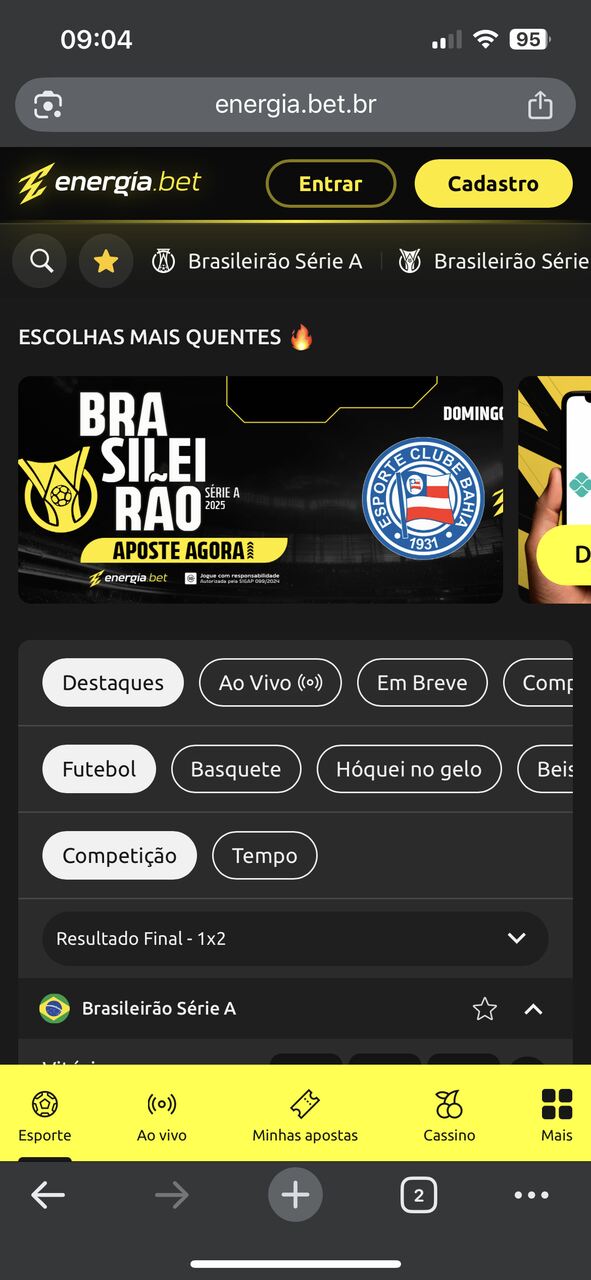 Homepage da EnergiaBet, nova casa de apostas brasileira