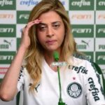 Presidente do Palmeiras, Leila Pereira, em coletiva de imprensa
