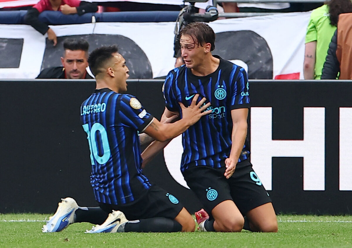 Lautaro Martínez (esquerda) e Francesco Esposito (direita) em Inter de Milão x River Plate - Copa do Mundo de Clubes 2025 - a Internazionale enfrenta o Milan neste domingo (23/11/2025)