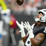 NFL trade deadline 2025 Sep 28, 2025; Paradise, Nevada, USA; Las Vegas Raiders wide receiver Jakobi Meyers (16) warms up prior to the game against the Chicago Bears at Allegiant Stadium. Mandatory Credit: Stephen R. Sylvanie-Imagn Images