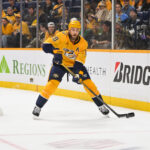 Oct 26, 2025; Nashville, Tennessee, USA; Nashville Predators center Ryan O'Reilly (90) skates behind the net against the Dallas Stars during the third period at Bridgestone Arena. Mandatory Credit: Steve Roberts-Imagn Images