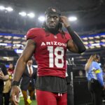 Nov 3, 2025; Arlington, Texas, USA; Arizona Cardinals wide receiver Marvin Harrison Jr. (18) walks off the field after the game between the Dallas Cowboys and the Arizona Cardinals at AT&T Stadium. Mandatory Credit: Jerome Miron-Imagn Images