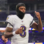 Nov 9, 2025; Minneapolis, Minnesota, USA; Baltimore Ravens quarterback Lamar Jackson (8) leaves the field after the game against the Minnesota Vikings at U.S. Bank Stadium. Mandatory Credit: Brad Rempel-Imagn Images