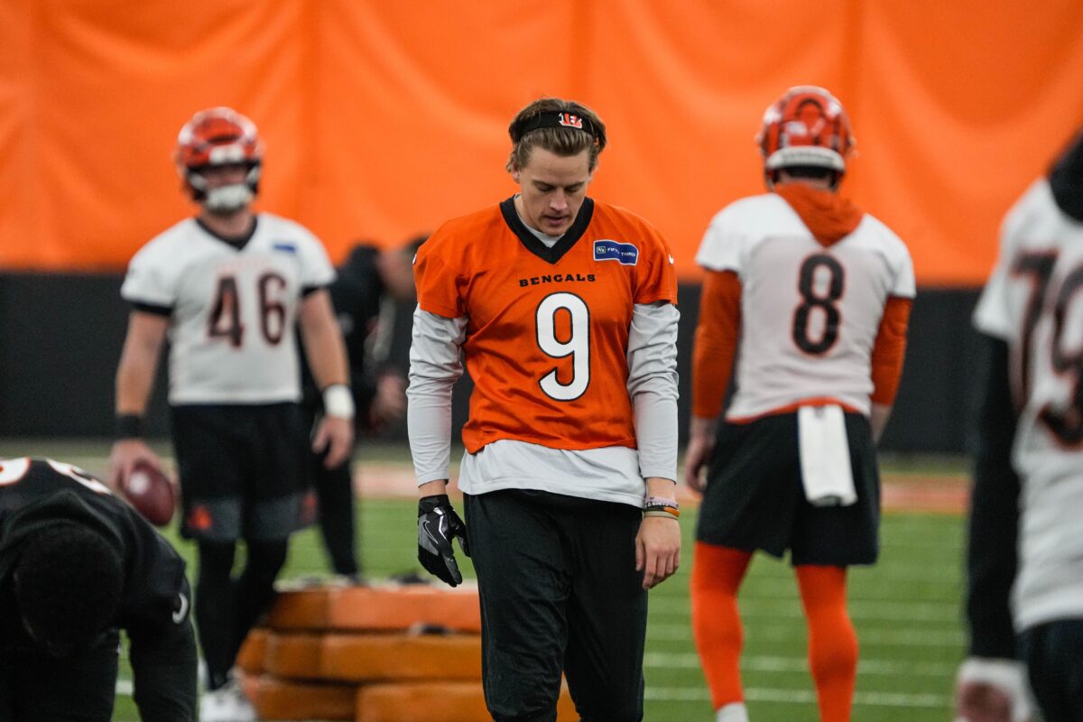 Bengals Joe Burrow (9) returns to practice on Monday November 10, 2025.