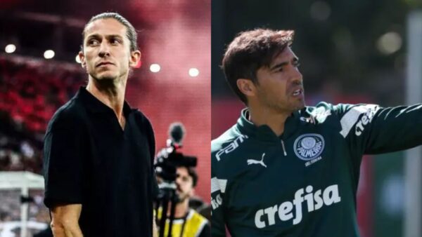 T&eacute;cnico Filipe Lu&iacute;s (esquerda) e t&eacute;cnico Abel Ferreira (direita), de Flamengo e Palmeiras, respectivamente