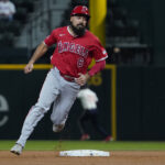 Sep 6, 2024; Arlington, Texas, USA; Los Angeles Angels third baseman Anthony Rendon (6) runs to third base during the sixth inning against the Texas Rangers at Globe Life Field.