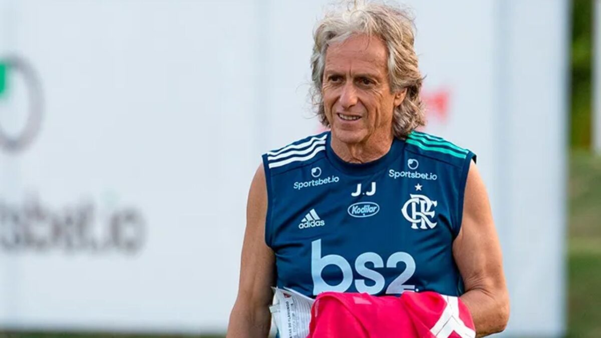 Jorge Jesus em treino do Flamengo como técnico