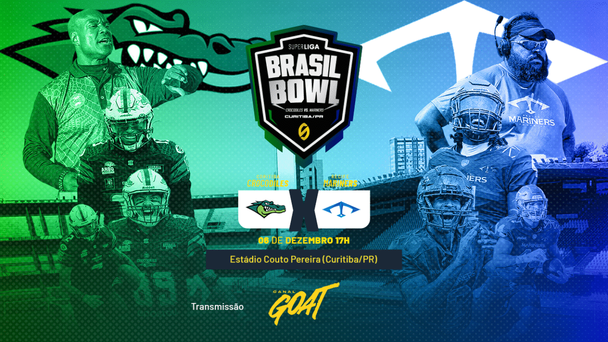 Brasil Bowl: Crocodiles x Mariners fazem a final da D1 da Superliga de FA 2025