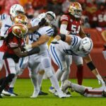 San Francisco 49ers defense and Indianapolis Colts offense clash during the second half of the game Sunday, Oct. 24, 2021, at Levi's Stadium in Santa Clara, Calif. Indianapolis Colts Visit The San Francisco 49ers For Nfl Week 7 At Levi S Stadium In Santa Clara Calif Sunday Oct 24 2021