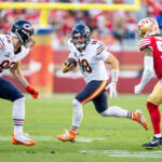 NFL Dec 8, 2024; Santa Clara, California, USA; Chicago Bears quarterback Caleb Williams (18) scrambles during the fourth quarter against the San Francisco 49ers at Levi's Stadium. Mandatory Credit: Bob Kupbens-Imagn Images