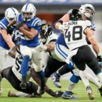 Colts Jaguars Indianapolis Colts running back Jonathan Taylor (28) rushes the ball Sunday, Jan. 5, 2025, during a game against the Jacksonville Jaguars at Lucas Oil Stadium in Indianapolis.