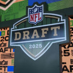 NFL Draft 2026 Apr 23, 2025; Green Bay, WI, USA; A general overall view of the 2025 NFL Draft logo on the Draft stage at Lambeau Field. Mandatory Credit: Kirby Lee-Imagn Images