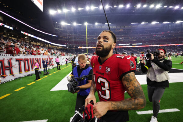 Sep 15, 2025; Houston, Texas, USA; Tampa Bay Buccaneers wide receiver Mike Evans (13) looks on after the game against the Houston Texans at NRG Stadium. Mandatory Credit: Thomas Shea-Imagn Images