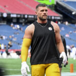 Sep 21, 2025; Foxborough, Massachusetts, USA; Pittsburgh Steelers outside linebacker T.J. Watt (90) before the game against the New England Patriots at Gillette Stadium. Mandatory Credit: Brian Fluharty-Imagn Images
