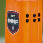 MNF Playbook Nov 10, 2025; Green Bay, Wisconsin, USA; General view of an ESPN Monday Night Football logo during the game between the Philadelphia Eagles and Green Bay Packers at Lambeau Field. Mandatory Credit: Jeff Hanisch-Imagn Images
