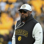 Nov 30, 2025; Pittsburgh, Pennsylvania, USA; Pittsburgh Steelers head coach Mike Tomlin warms up for a game against the Buffalo Bills at Acrisure Stadium. Mandatory Credit: Barry Reeger-Imagn Images