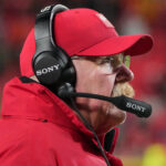 Dec 7, 2025; Kansas City, Missouri, USA; Kansas City Chiefs head coach Andy Reid is seen on the sideline during the fourth quarter against the Houston Texans at GEHA Field at Arrowhead Stadium. Mandatory Credit: Denny Medley-Imagn Images