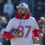 Pro Bowl 2026 Feb 3, 2022; Las Vegas, NV, USA; Kansas City Chiefs tight end Travis Kelce (87) during AFC practice for the Pro Bowl at Las Vegas Ballpark. Mandatory Credit: Kirby Lee-Imagn Images