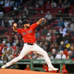 Sep 22, 2024; Boston, MA, USA; Boston Red Sox starting pitcher Kutter Crawford (50) pitches against the Minnesota Twins during the third inning at Fenway Park. Mandatory Credit: Eric Canha-Imagn Images