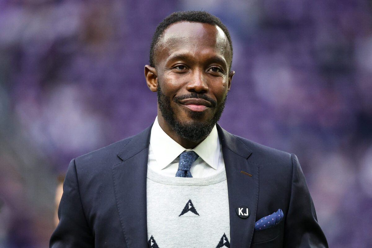 Dec 8, 2024; Minneapolis, Minnesota, USA; Minnesota Vikings general manager Kwesi Adofo-Mensah looks on before the game against the Atlanta Falcons at U.S. Bank Stadium. Mandatory Credit: Matt Krohn-Imagn Images