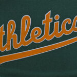 Jun 14, 2025; Kansas City, Missouri, USA; A general view of the Athletics logo on a bag, before a game against the Kansas City Royals at Kauffman Stadium. Mandatory Credit: Peter Aiken-Imagn Images