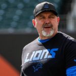 Detroit Lions offensive coordinator John Morton walks on the field for warmup ahead of Cincinnati Bengals game at Paycor Stadium in Cincinnati on Sunday, Oct. 5, 2025.
