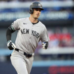 Oct 5, 2025; Toronto, Ontario, CAN; New York Yankees left fielder Cody Bellinger (35) rounds the bases after hitting a home run in the sixth inning against the Toronto Blue Jays during game two of the ALDS round for the 2025 MLB playoffs at Rogers Centre. Mandatory Credit: Kevin Sousa-Imagn Images