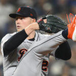 Oct 10, 2025; Seattle, Washington, USA; (Editors note: Alternate crop) Detroit Tigers starting pitcher Tarik Skubal (29) throws against the Seattle Mariners during the third inning during game five of the ALDS round for the 2025 MLB playoffs at T-Mobile Park. Mandatory Credit: Steven Bisig-Imagn Images