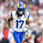 Dec 7, 2025; Glendale, Arizona, USA; Los Angeles Rams wide receiver Davante Adams (17) against the Arizona Cardinals at State Farm Stadium. Mandatory Credit: Mark J. Rebilas-Imagn Images