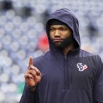 Dec 21, 2025; Houston, Texas, USA; Houston Texans wide receiver Nico Collins (12) participates in early pregame warmups against the Las Vegas Raiders at NRG Stadium. Mandatory Credit: Troy Taormina-Imagn Images