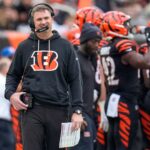Cincinnati Bengals head coach Zac Taylor walks the sideline in the second quarter of the NFL Week 17 game between the Cincinnati Bengals and the Arizona Cardinals at Paycor Stadium in Downtown Cincinnati on Sunday, Dec. 28, 2025. The Bengals led 23-7 at halftime.