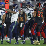 Jan 3, 2026; Santa Clara, California, USA; Seattle Seahawks running back Kenneth Walker III (9) reacts against the San Francisco 49ers during the second half at Levi's Stadium. Mandatory Credit: Sergio Estrada-Imagn Images