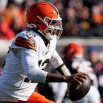 Pro Bowl 2026 Jan 4, 2026; Cincinnati, Ohio, USA; Cleveland Browns quarterback Shedeur Sanders (12) scrambles in the first quarter against the Cincinnati Bengals at Paycor Stadium. Mandatory Credit: Sam Greene-USA TODAY Network via Imagn Images
