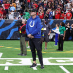 Jan 4, 2026; Houston, Texas, USA; Indianapolis Colts quarterback Philip Rivers (17) stands on the sidelines during the second half against the Houston Texans at NRG Stadium. Mandatory Credit: Troy Taormina-Imagn Images