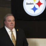 Jan 27, 2026; Pittsburgh, PA, USA; Pittsburgh Steelers head coach Mike McCarthy looks on at a press conference announcing him as the new Pittsburgh Steelers head coach at PNC Champions Club at Acrisure Stadium.. Mandatory Credit: Charles LeClaire-Imagn Images