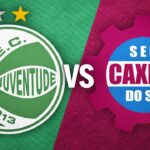 Escudos de Juventude (esquerda) e Caxias (direita) - os clubes se enfrentam pelo Gauchão nesta quinta-feira (22/01/2026)