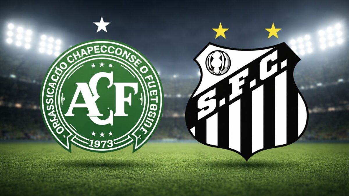 Escudos de Chapecoense (esquerda) e Santos (direita)