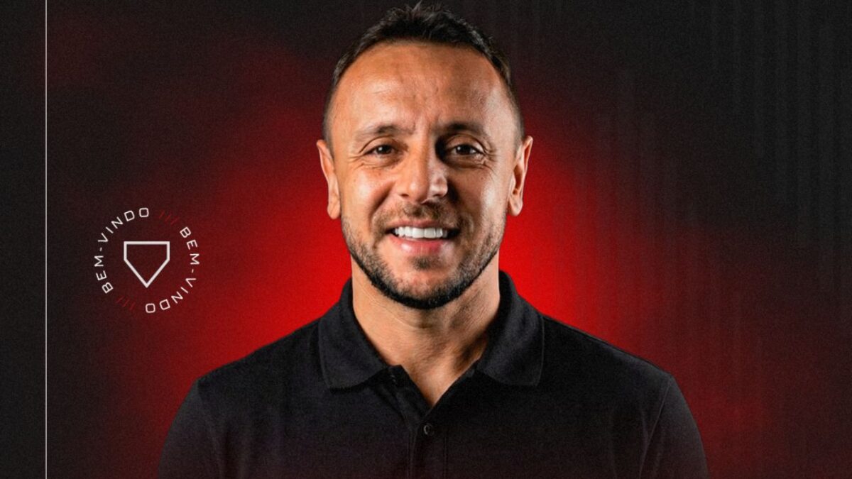 Pôster de divulgação do São Paulo para o anúncio de Rafinha como novo gerente esportivo do clube