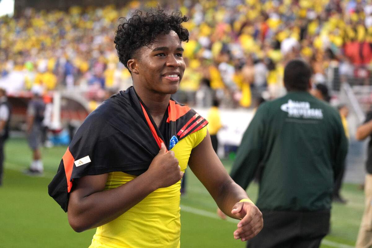 Endrick em pós-jogo da Seleção Brasileira