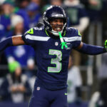 Jan 17, 2026; Seattle, WA, USA; Seattle Seahawks safety Nick Emmanwori (3) reacts after a fumble recovery against the San Francisco 49ers during the second half in an NFC Divisional Round game at Lumen Field. Mandatory Credit: Kevin Ng-Imagn Images