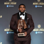 Feb 5, 2026; San Francisco, CA, USA; Washington Commanders linebacker Bobby Wagner poses with the Walter Payton Man of the Year award at the NFL Honors show at Palace of Fine Arts. Mandatory Credit: Kirby Lee-Imagn Images