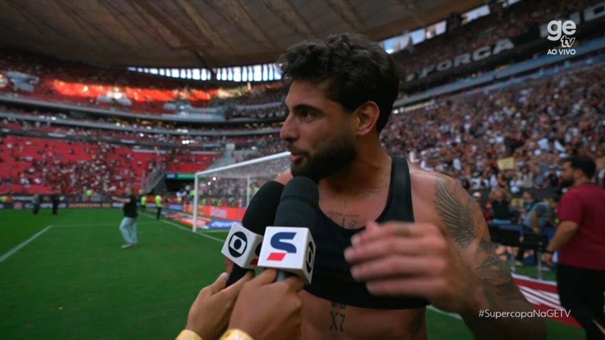 Yuri Alberto agradecendo a Deus após Flamengo 0 x 2 Corinthians - Supercopa do Brasil, Estádio Mané Garrincha (01/02/2026)
